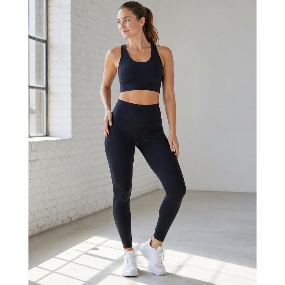 Athleta Sports Bra Tank Womens Small/Medium Black Polyester Layered Athleisure